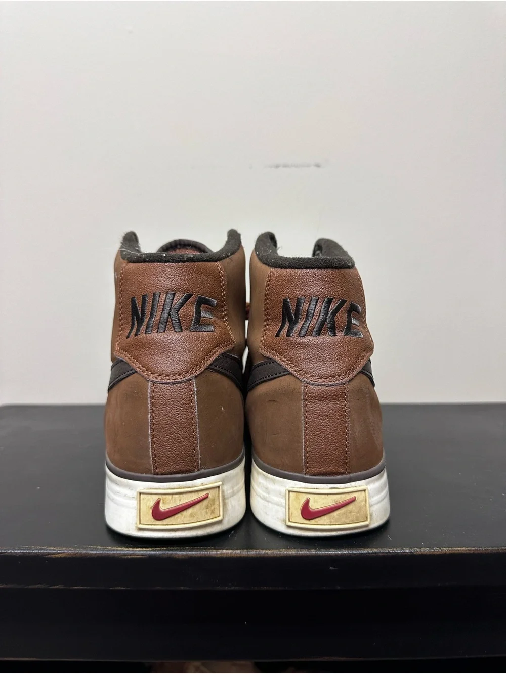 Nike Brown High-Top Sneakers with Gray Swoosh